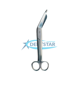 Stainless steel Lister bandage scissors with angled blade and blunt tip for medical use