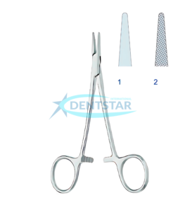 halsey needle holder used in surgical procedures for precise needle control and manipulation, medical grade stainless steel.
