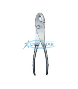 Orthopedic slip joint pliers with serrated jaws and adjustable jaw width, made from surgical-grade stainless steel for use in bone and implant procedures.
