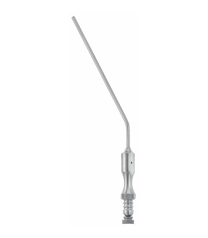 Frazier suction tube surgical instrument with angled shaft and thumb control for precise suction